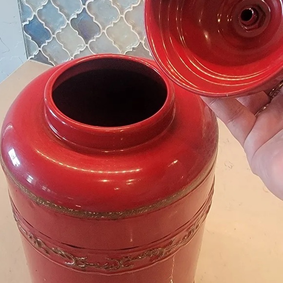 Decorative Urn Ginger Jar Red Enamel (Homegoods) - Picture 5 of 5